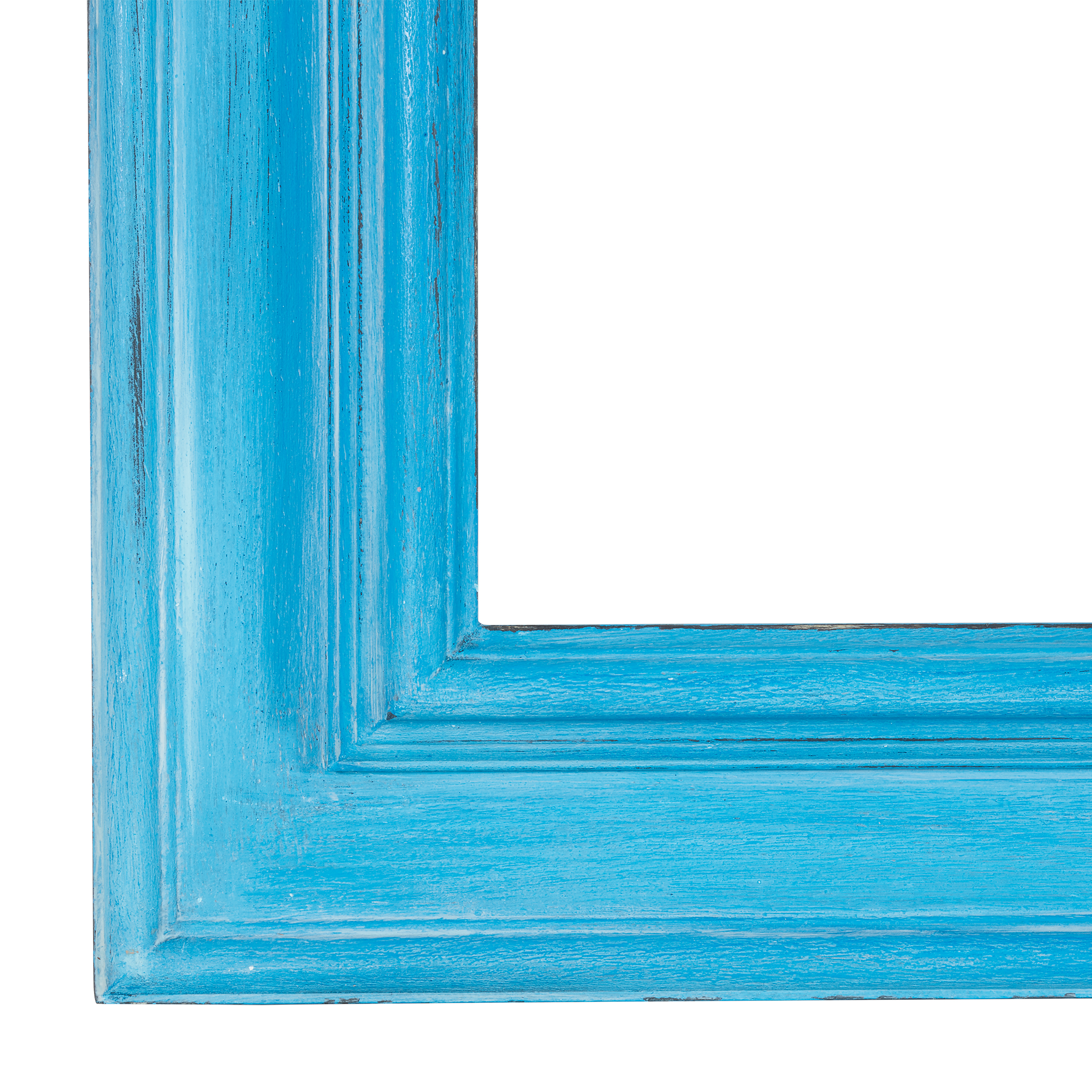 Fotorahmen Modell Florence im Shabby-Chic Stil, Finishing: Wachstechnik, Design/Farbe: Warm & Dusty blue, Made in Germany, Material: Holz, Spiegel: Facettenspiegel, Style: modern, Ansicht Ecke