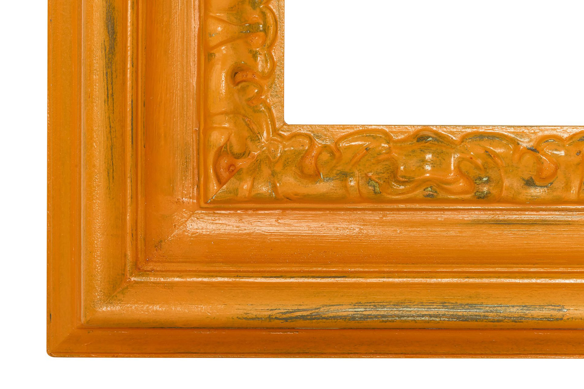 Wandspiegel Modell Metz, Spiegel: Facettenspiegel, Shabby-Chic Style, Design/Farbe:  Braun/Orange, Raum: Flur, Innenbereich, Schlafzimmer, Wohnzimmer, Teilansicht Ecke 
