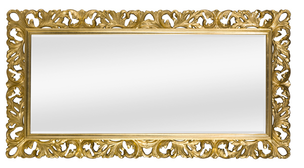 Modell Louis, rechteckig, Farbe: Blattgold, klassisch, Herstellung: ASR-Rahmendesign Material: Holz, Spiegel glatt, Ansicht quer