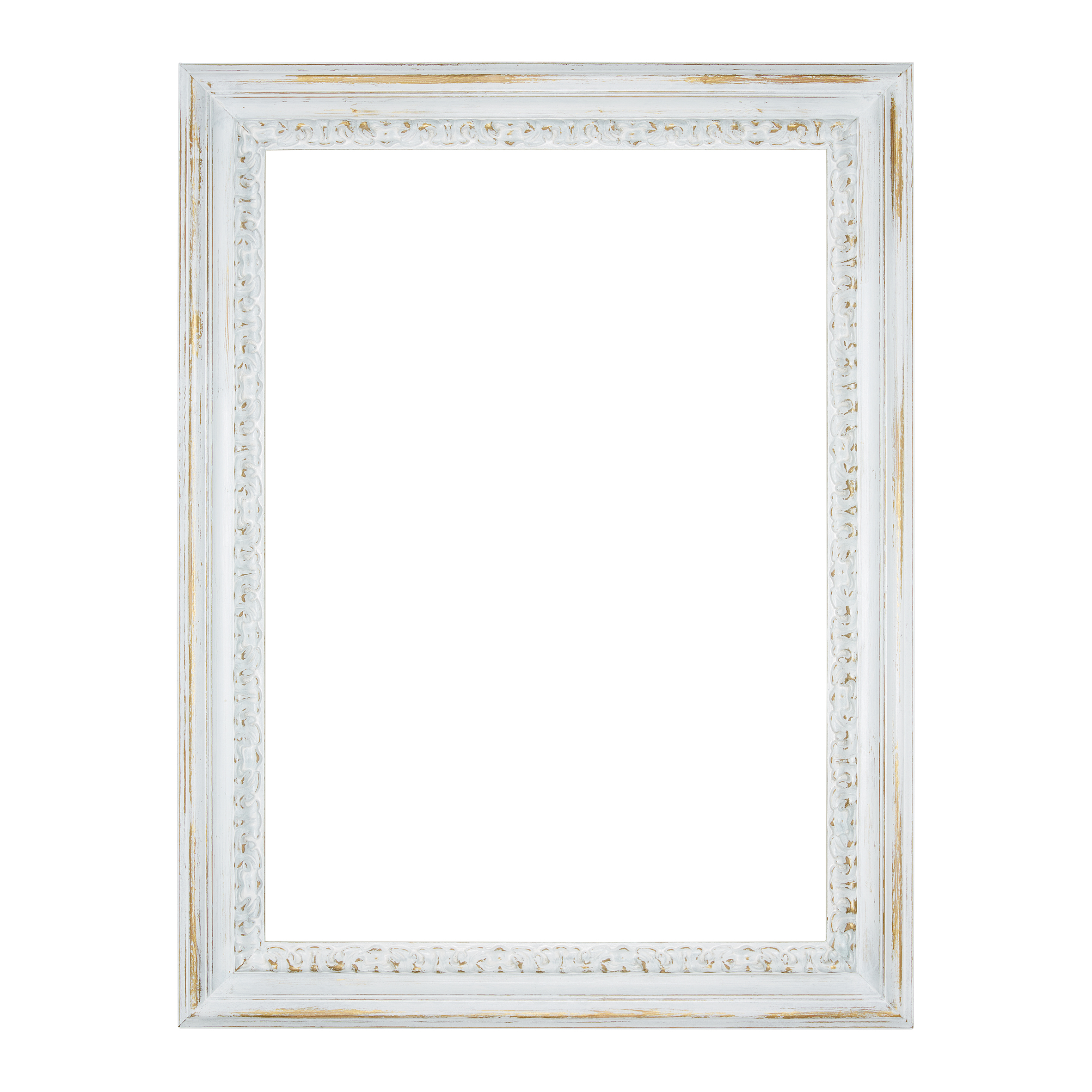 Wandspiegel Modell Nimes, Farbe. Gold/Weiß, Facettenspiegel, rechteckig, Holz, Innenbereich, modern, ASR-Rahmendesign, Shabby-Chic, Ansicht Front