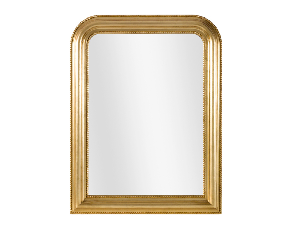 Bogenspiegel Modell Verona,Blattgold,Spiegel:glatt,rechteckig,Holz,Innenbereich,klassisch,Made in Italy,Wandspiegel, Front Ansicht