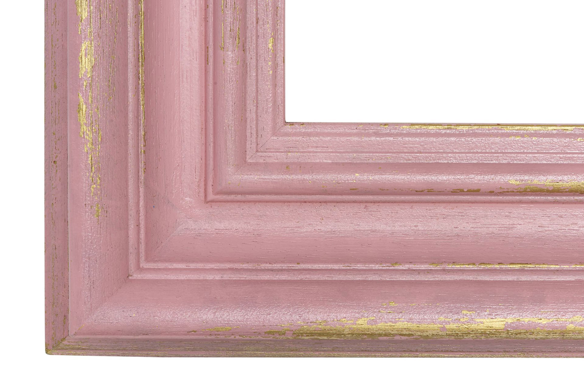 Wandspiegel Modell Rochefort, Gold/Rosa, Gold/Weiß, Form: rechteckig Herstellung: by ASR-Rahmendesign Material: Holz, Wandspiegel, Shabby-Chic, Ansicht Ecke