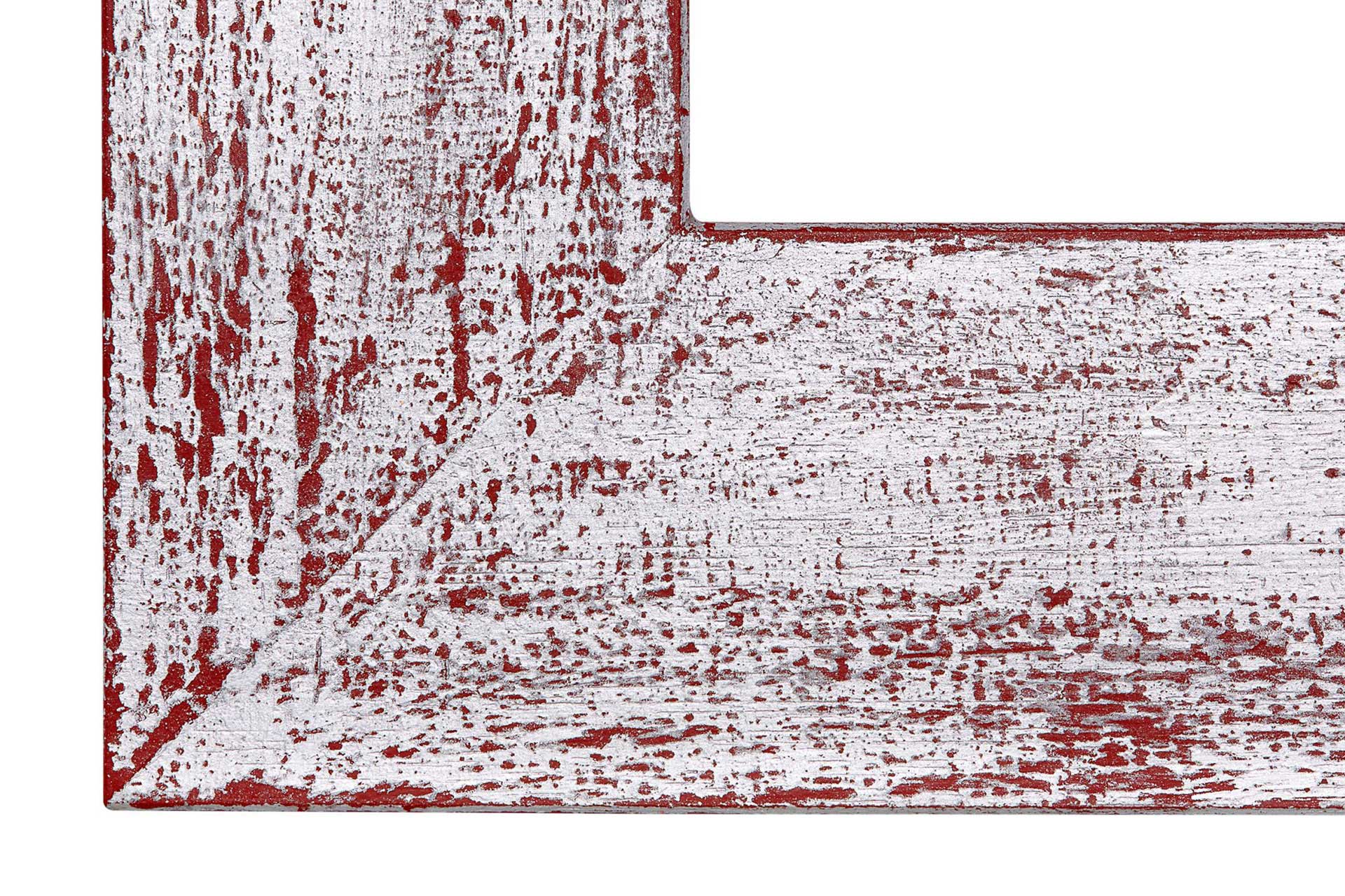 Wandspiegel Modell Skyline, rechteckig, Farbe: Bronze Red / Blattmetall Silber, Industrial Style, Herstellung: ASR-Rahmendesign Material: Holz, Facettenspiegel, Ansicht Eckausschnitt