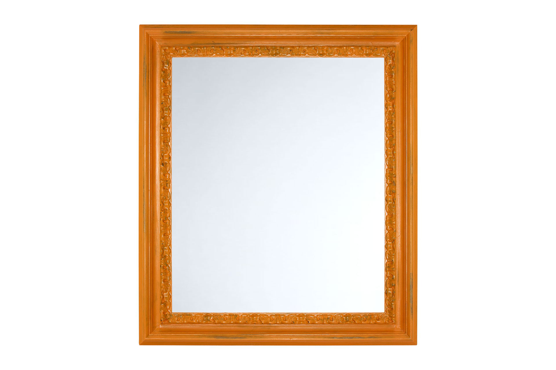 Wandspiegel Modell Metz, Spiegel: Facettenspiegel, Shabby-Chic Style, Design/Farbe:  Braun/Orange, Raum: Flur, Innenbereich, Schlafzimmer, Wohnzimmer, Frontansicht Rahmen mit Spiegel