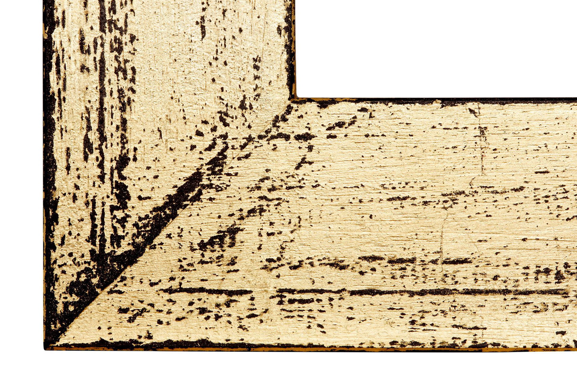 Wandspiegel Modell Midtown, rechteckig, Farbe: Jack Black Blattmetall Gold, Industrial Style, Herstellung: ASR-Rahmendesign Material: Holz, Facettenspiegel, Ansicht Ecke
