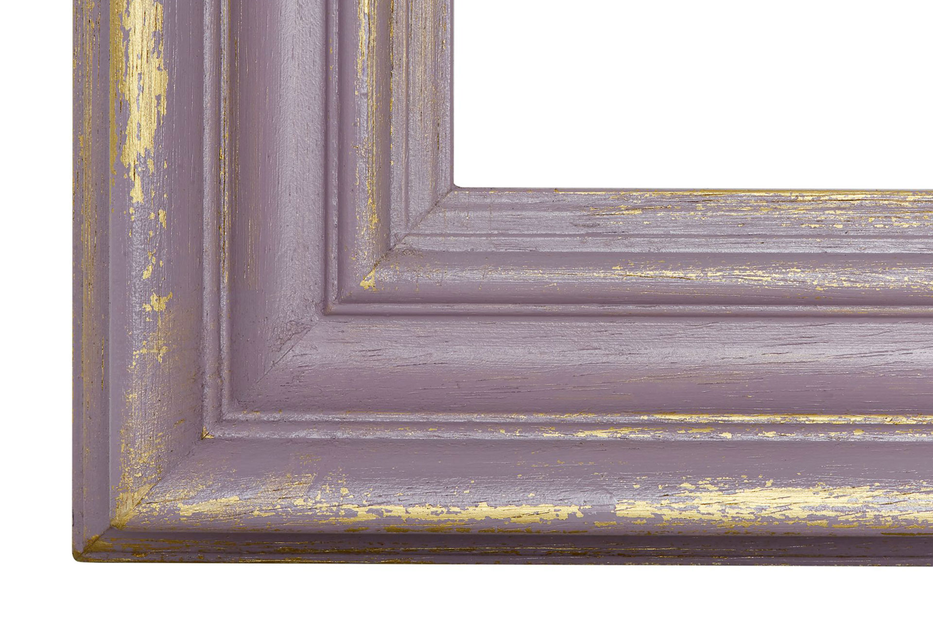 Wandspiegel Modell Rochefort, Gold/Pastellviolett, Form: rechteckig Herstellung: by ASR-Rahmendesign Material: Holz, Wandspiegel, Shabby-Chic, Ansicht Ecke