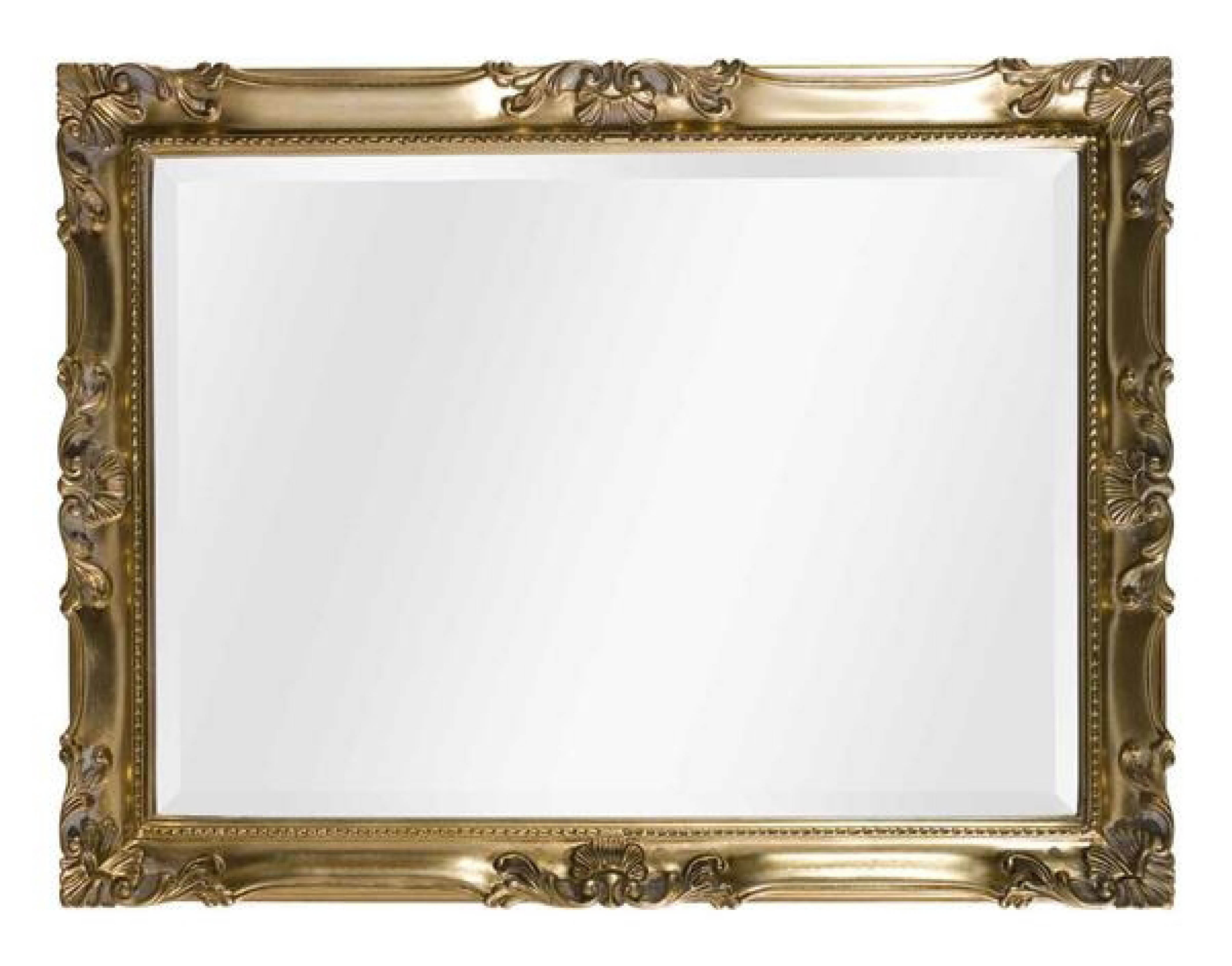 Modell Sissi, rechteckig, Barockspiegel, Style: klassisch, Blattgold, Herstellung: ASR-Rahmendesign Material: Holz, Spiegel Facette, Frontansicht quer