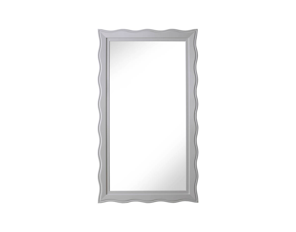 Standspiegel Modell Farchant, Glänzend weiß lackiert, Form: konturiert, Herstellung: ASR-Rahmendesign Material: Holz, Wandspiegel, Ansicht Hochformat