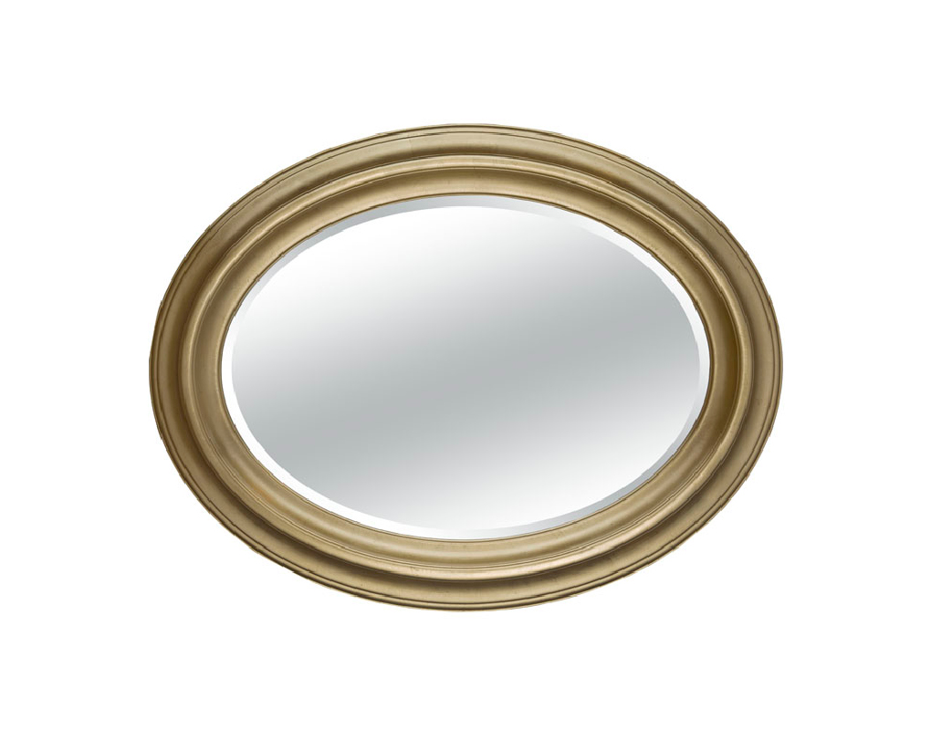 Wandspiegel Modell Levoca, Blattgold, oval, Made in Italy, Material: Holz, Barockspiegel, Spiegel: Facettenspiegel, Spiegelgröße: 60cm x 70cm, Style: klassisch, Ansicht quer