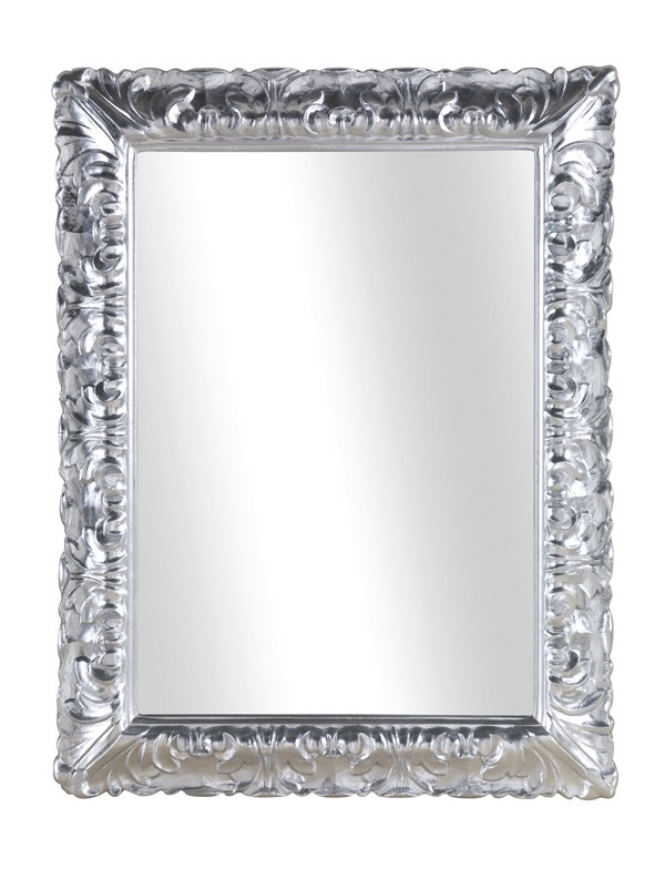 Silberspiegel Modell Nizza, helles Blattsilber, Form: rechteckig Herstellung: by ASR-Rahmendesign Material: Holz, Wandspiegel, Ansicht Hochformat