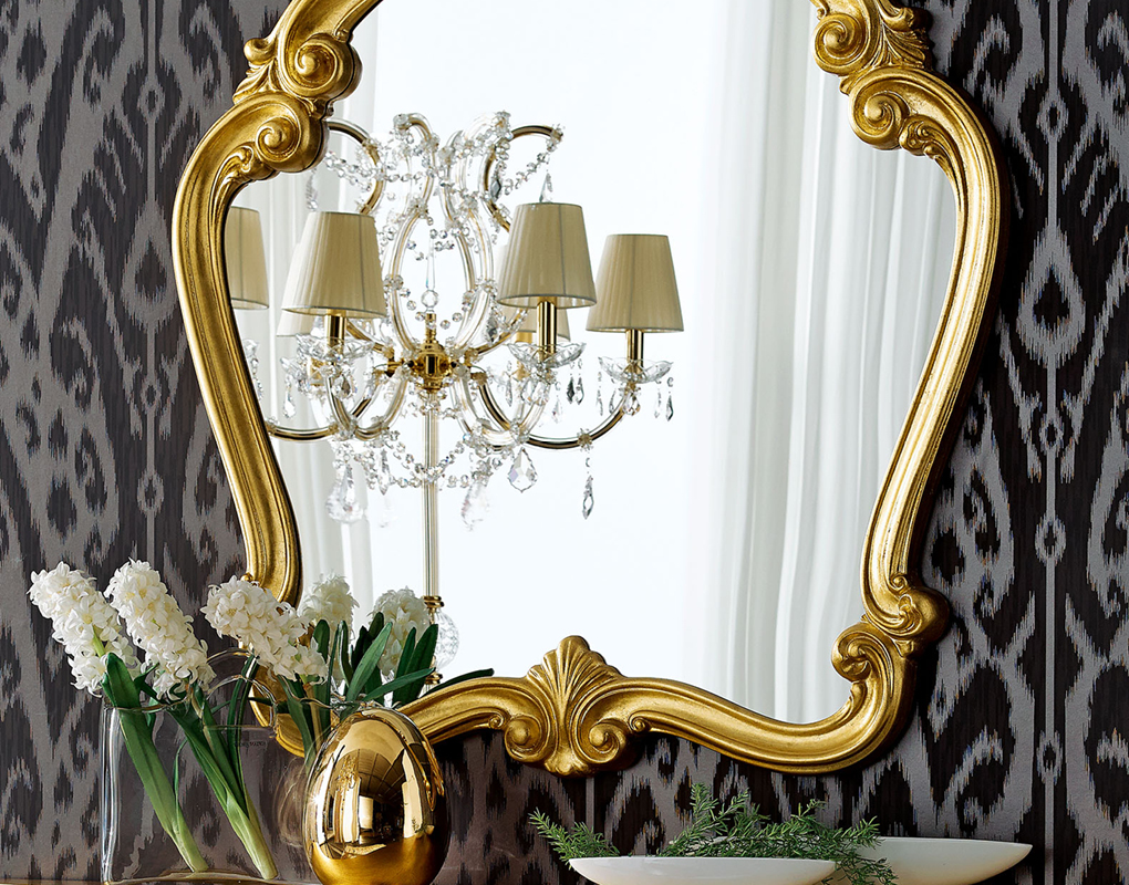 Barockspiegel Modell Oslo, Finishing Blattgold, konturiert, Spiegel: glatt, Style  klassisch, Wandspiegel 